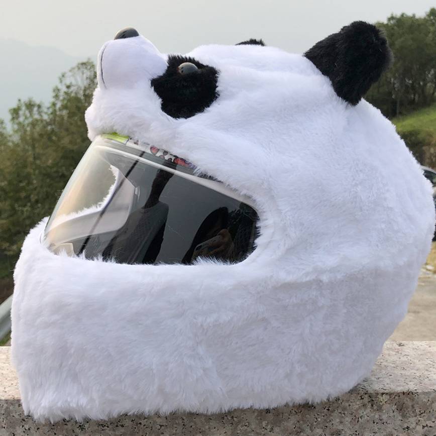 Helmet Protection Headgear  Full Helmet Cartoon Plush Panda Frog Puppy Unveiled Helmet